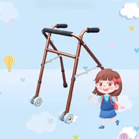 Children's Walker, Folding Cerebral Palsy Walker for Kids , Lower Limb Rehabilitation Walker Training Stand Frame Walking Stick 1