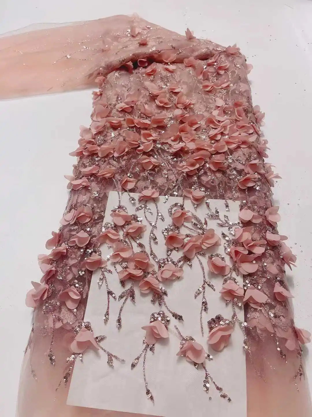 Hot Sale New Style Popular 5Y Embroidered Net Lace Sequins Afirca Mesh Fabric Lace dusting Party Evening Dress
