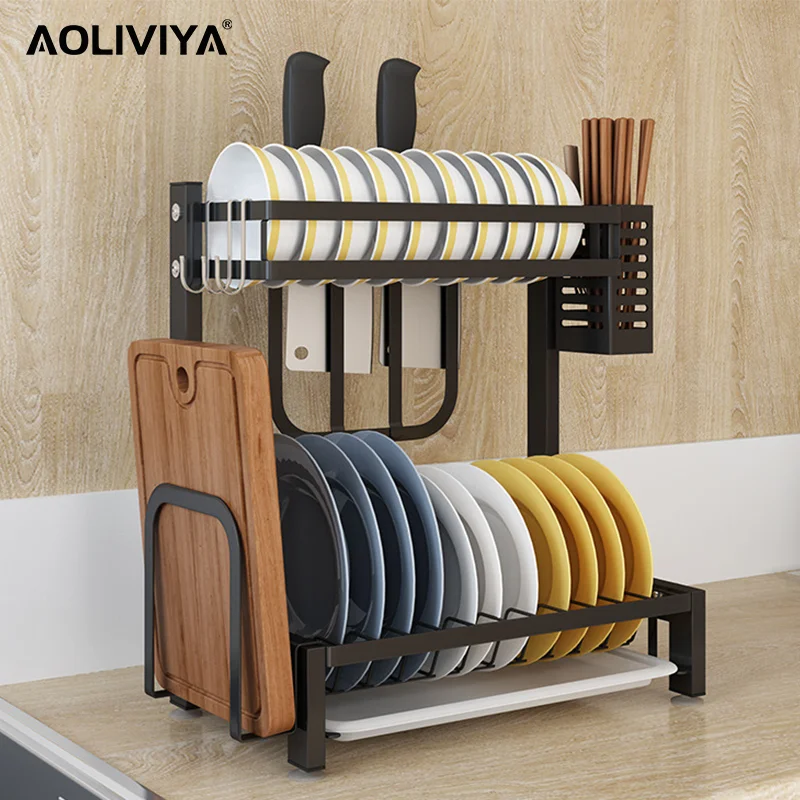 Aoliviya Desktop Dish Rack Stainless Steel Kitchen Drain Rack Dishes ...
