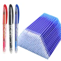 52Pcs/Set Gel Pen Erasable Refill Rod Erasable Pens 0.5mm Blue Black Washable Handle School Writing Stationery Gel Ink Pen 1