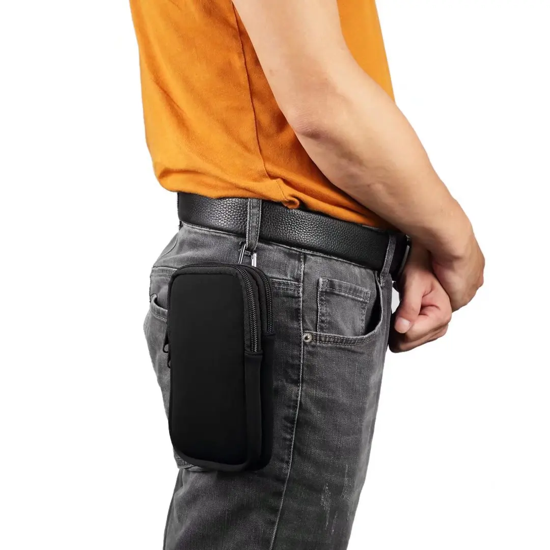 네오프렌 듀얼 파우치 2 전화 벨트 클립 케이스 홀더 삼성 S24 S23 울트라 S22 플러스 S21 FE A52 A54 남자 스포츠 허리 가방 홀스터