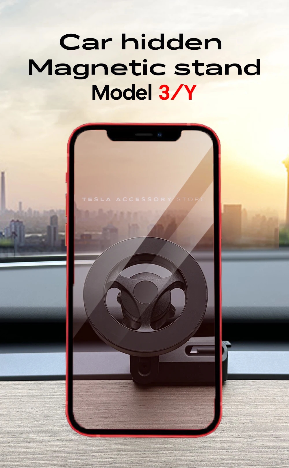 Support Magnétique Pour Téléphone Tesla Model Y/3 2024-2025 - 20 Aimants N52 - Fixation Ventilation - Pour IPhone - 7
