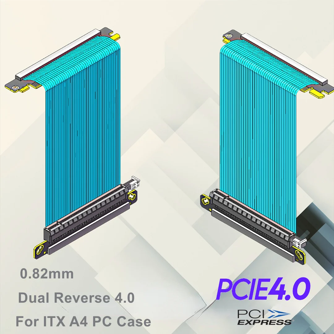 Duplo Reverso Pcie 4.0 Riser Cabo 185 mm Vertical Gpu Montagem Azul para Itx a4 Case Pcie 4.0 16x Protegido Extremo de Alta Velocidade