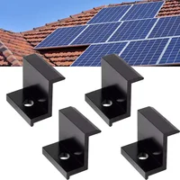 Pince d'Extrémité Longue en Alliage d'Aluminium Noir, Accessoires de Montage de Panneaux Solaires, Pression Latérale, 4 Pièces 1