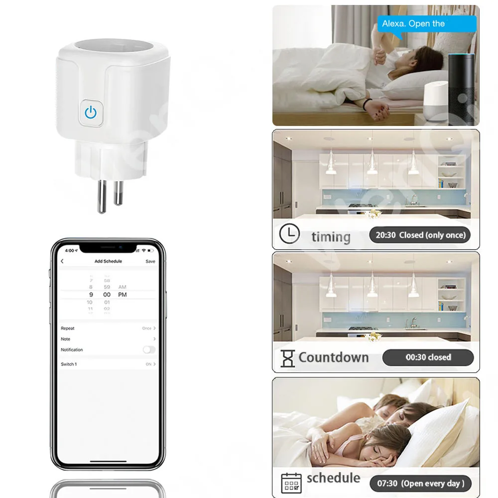 Tuya 스마트 라이프 RF 433Mhz 무선 미니 스마트 소켓 스위치 16A 전기 콘센트 원격 EU 플러그 음성 제어 Google 홈 Alexa