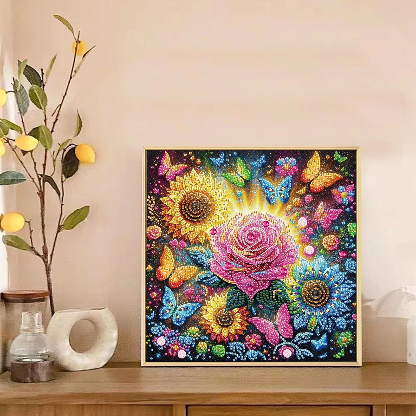 Diamond Art Painting Kits DIY Flower and Butterfly 5D Special Shape Crystal Rhinestone For Adults Beginners