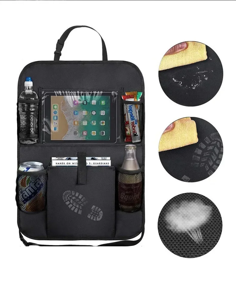Car Backseat Organizer with Touch Screen Tablet Holder Auto Storage Pockets Cover Car Seat Back Protectors for Trip Kids Travel car phone holder