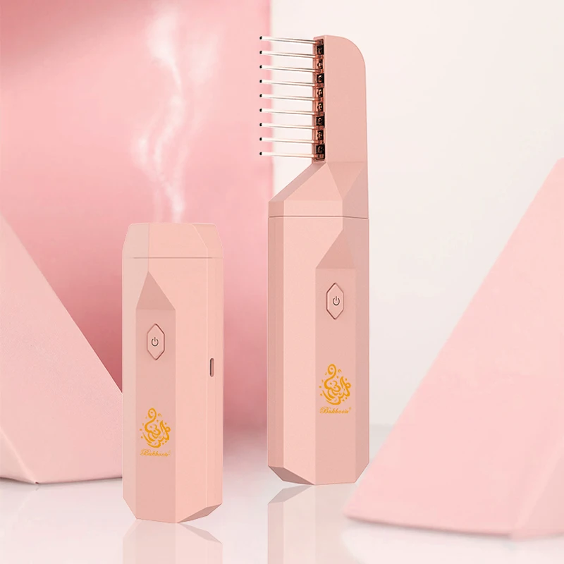미니 향 버너 휴대용 헤어 브러시, USB 충전 아로마 디퓨저, 향 홀더, 아로마 테라피 스토브, 2 in 1 전기 빗