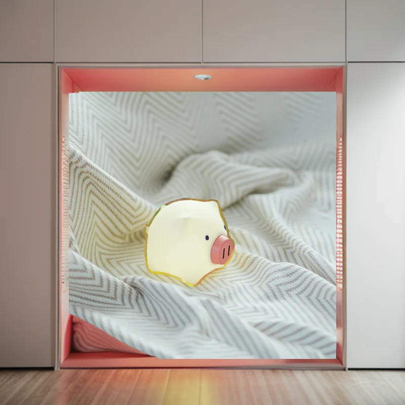 Luce Notturna Forma Maiale Per Bambini In Silicone Dimmerabile Lampada