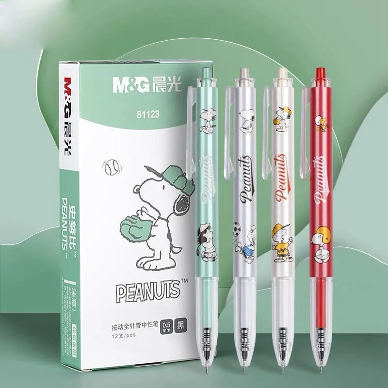 

36pcs/lot Creative Snoopy Press Gel Pen Cute 0.5mm Black Ink Signature Pens Promotional Gift Office School Supplies