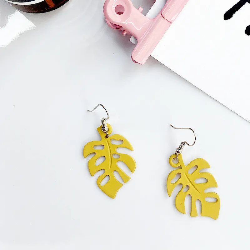 Drop Earrings Dangle Earrings Fashion Hollow Monstera Leaf Drop Earrings Women Acrylic Tropical Plant Cute Earrings Holiday Beach Party Girl Bohemian Jewelry