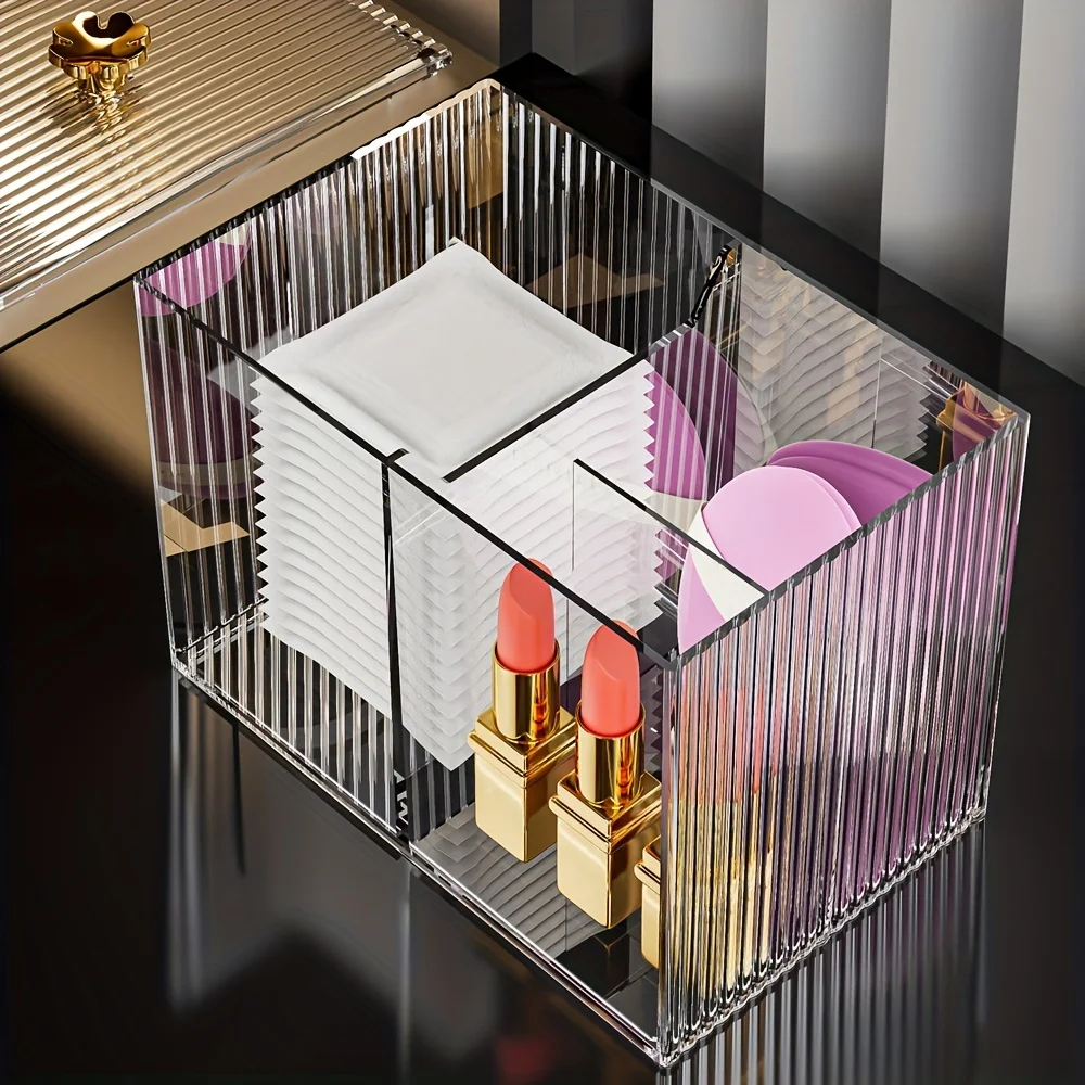 Cotton swab makeup cotton storage box desktop dressing table dustproof transparent makeup cotton lipstick cosmetics box acrylic 6