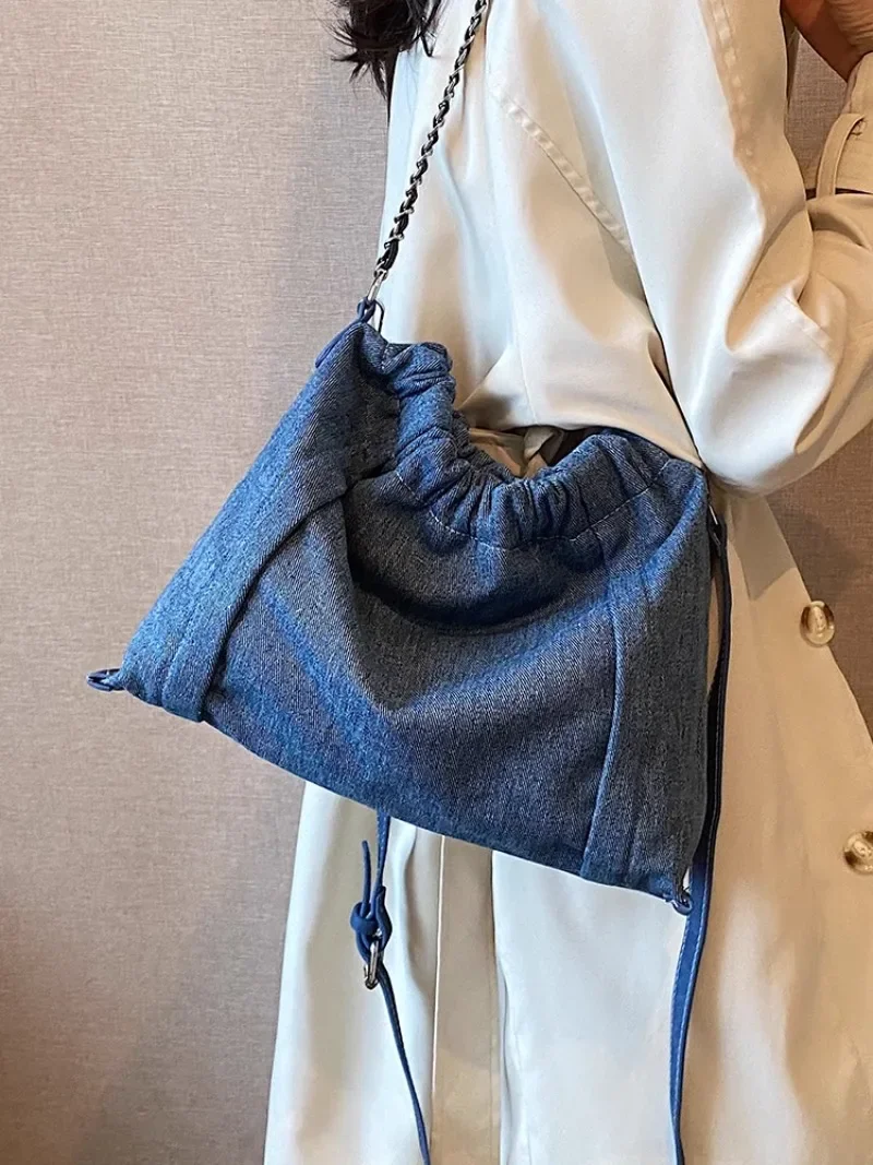 

Джинсовая сумка-тоут через плечо для женщин, сумки и кошельки, новинка 2023, модные дизайнерские сумки-мессенджеры высокого качества