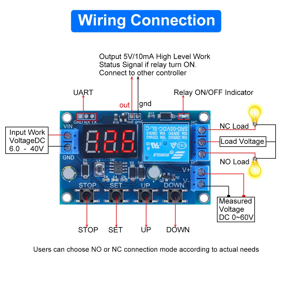 Battery Protection Module Battery Charger Module Battery Protection Board Electronic Switch Control Board Low Voltage Disconnect Switch DC 6-40V Battery Charger Discharger Control Switch Undervoltage Overvoltage Protection Board Auto Cut Off Disconnect Controller