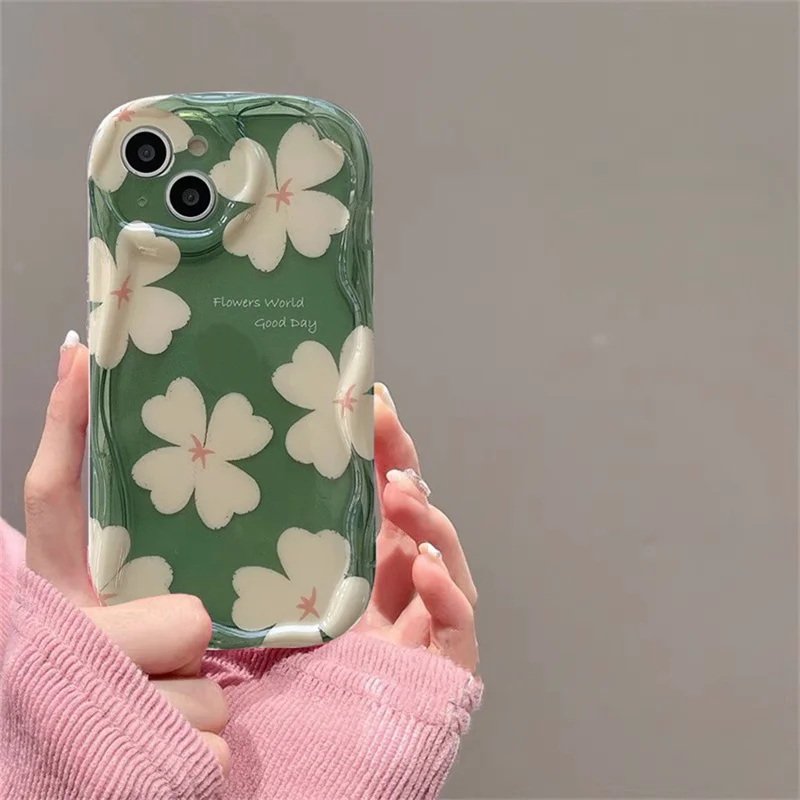Painting Rose Flower Wavy Silicone Phone Case For Samsung Galaxy S24 S23 S22 Ultra S21 S20 FE A14 A24 A25 A23 A33 A53 A34 A54