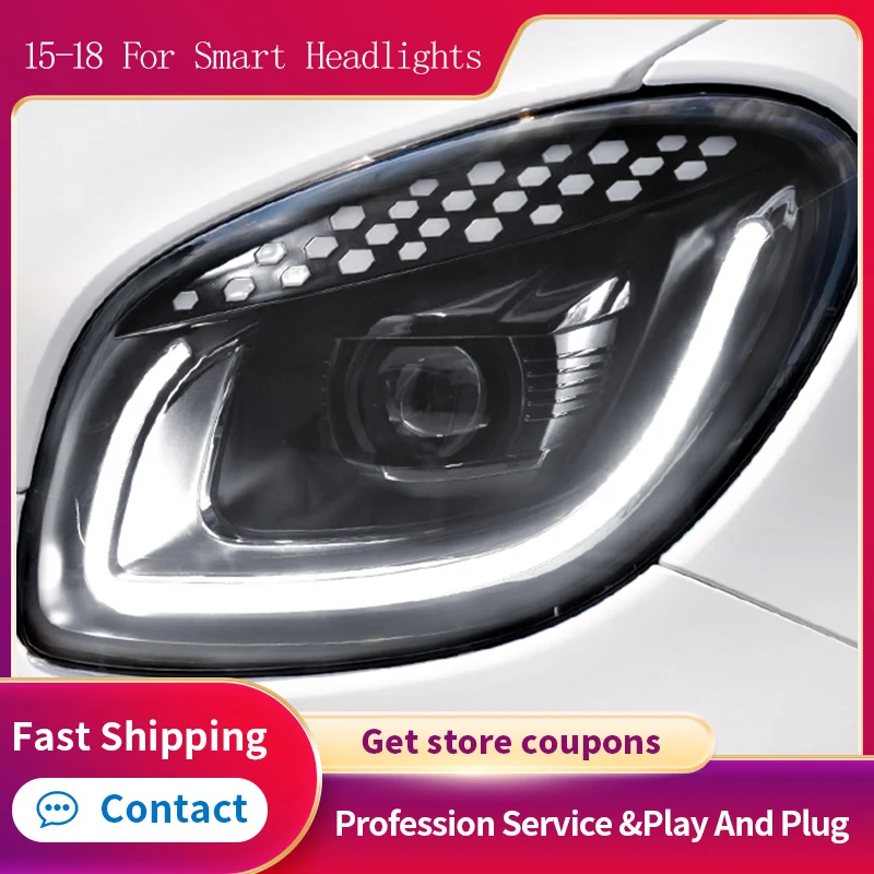 Car Styling For Benz Smart 451 Head Lamp 2015 2018 Fog Lights Day