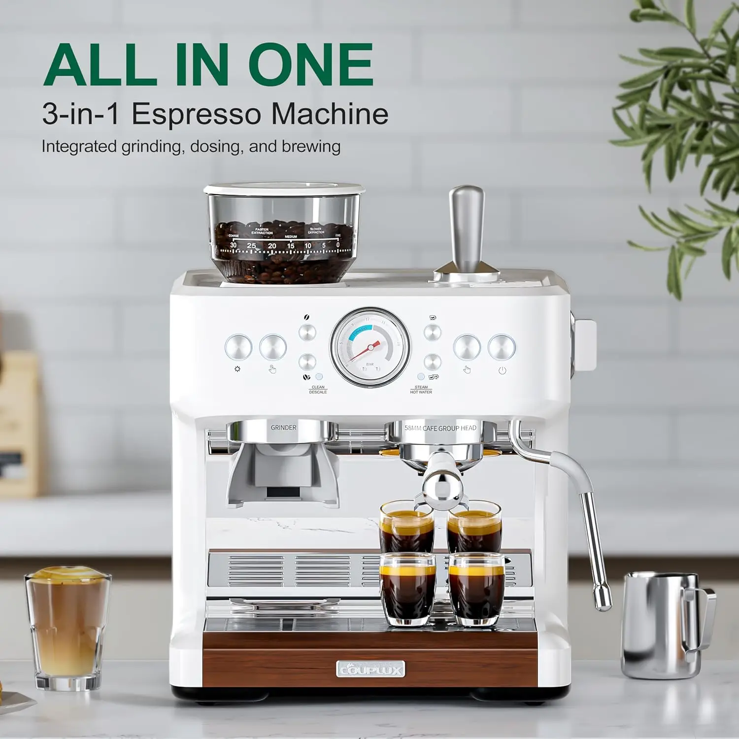 All-in-One Espresso Coffee Maker 20 Bar with Milk...