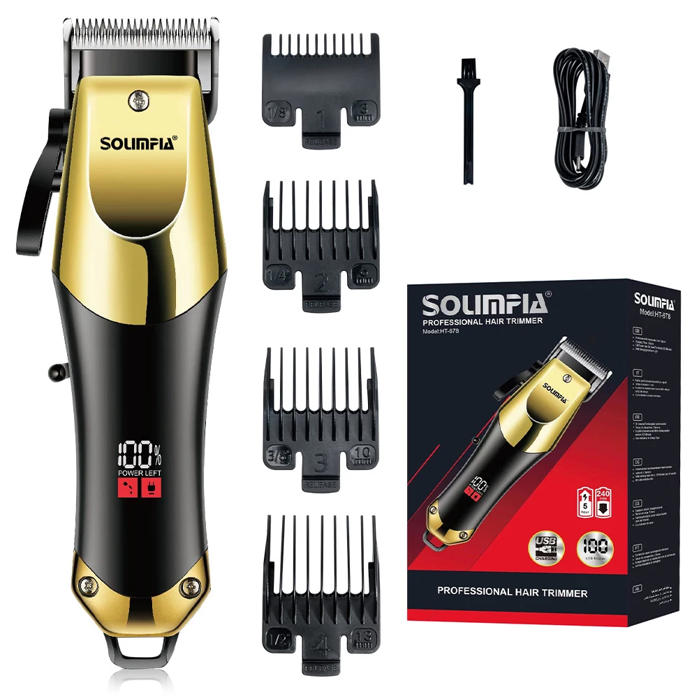 Solimpia Professional Barber Cordless Hair Trimmer Professional High Quality Electric Hair Clipper for Men Rechargeable Clippers