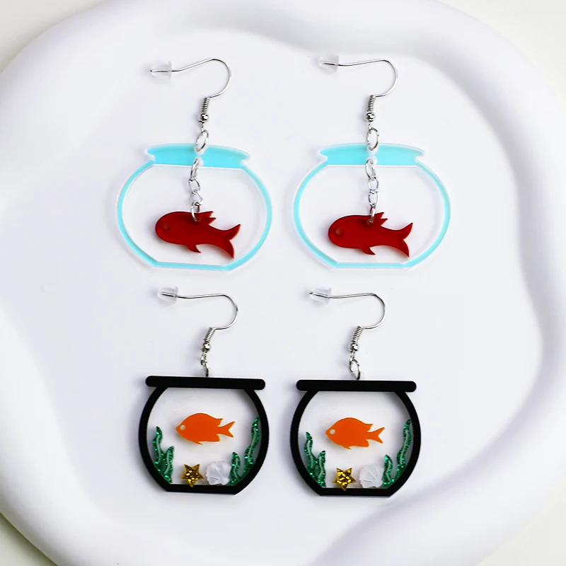 GOLDFISH CRACKERS Earrings Orange Fish Dangle Drop