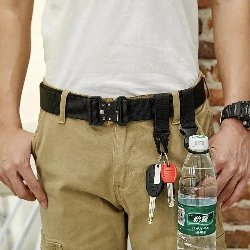 Outdoor Hunting Metal Tactical Belt Alloy Buckle Multi-Function Marine Corps Canvas Belt Men