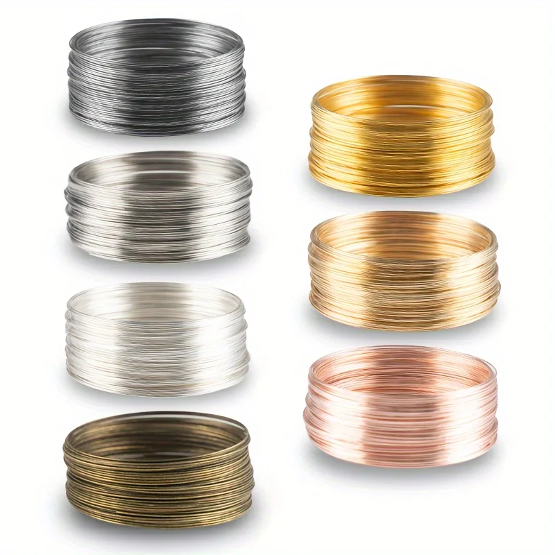 Gold Steel Color Memory Wire for Jewelry Making - 50 Loops (0.6mm x 60mm)