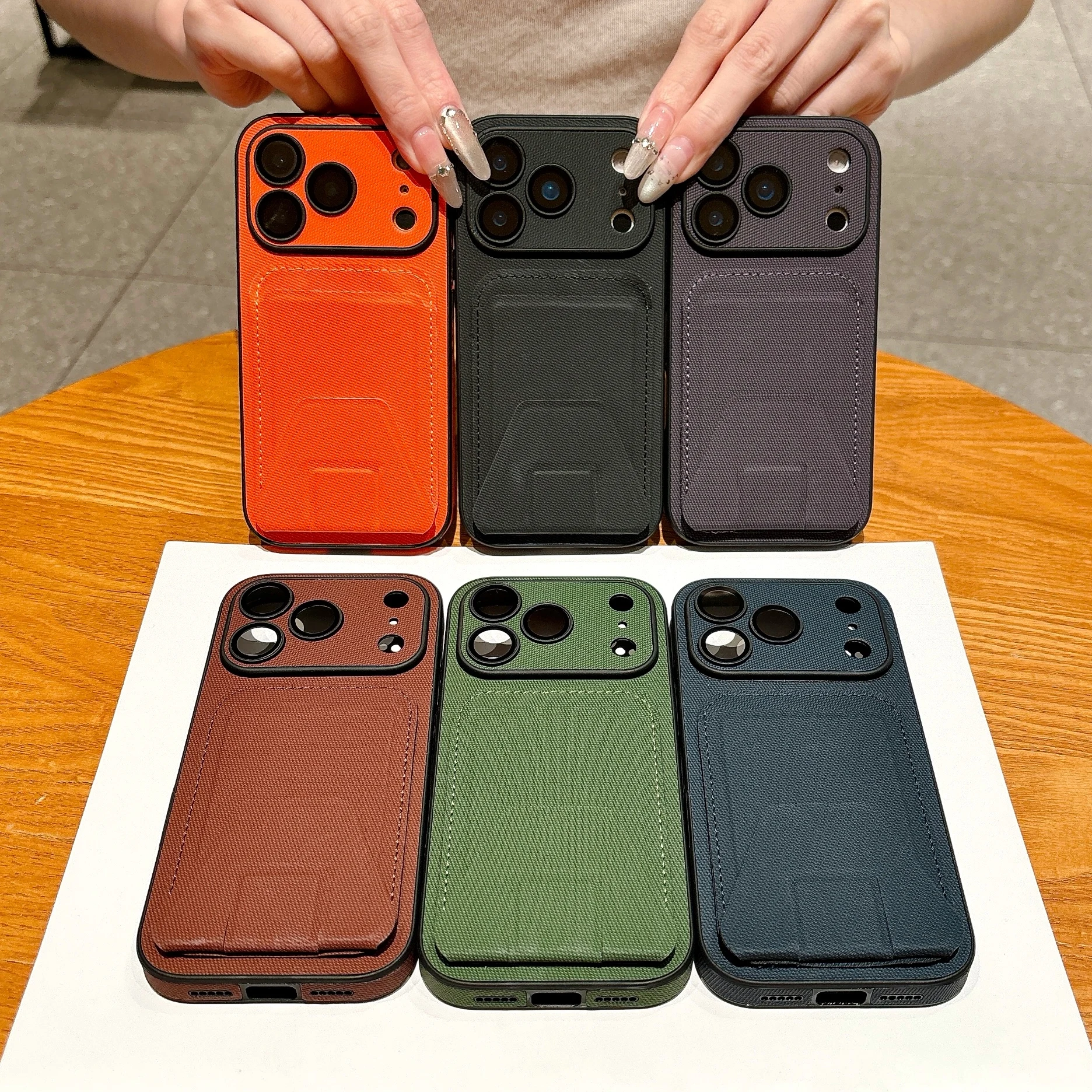 Innovative Fabric Phone Case with Card Slot & Hidden Kickstand - Matte Glass Cover