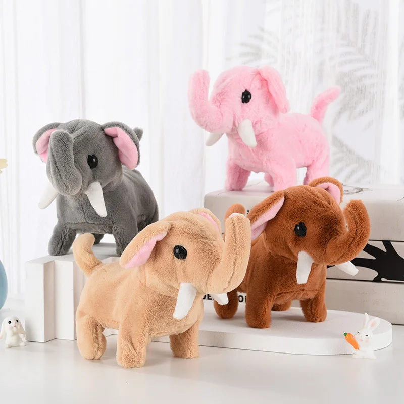 Lovely Robot Elephant Toy Electronic Elephant Plush Toy Cute Walking Animal Doll Electric Soft Plush Toy Kids Birthday Gifts frog cartoon doll clothes inflatable toad doll clothes people wear walking tiktok net red same plush head cover