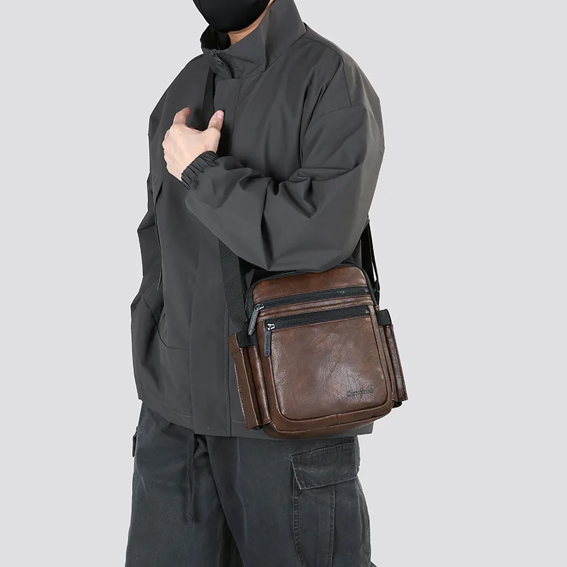 Men's new multifunctional large capacity crossbody bag for business commuting, outdoor leisure use, travel shoulder bag