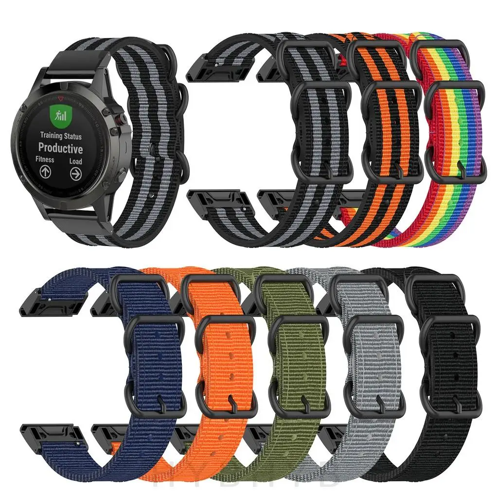 

Холщовый ремешок для Garmin Fenix 6X 6 6S Pro 5X 5 5Plus 3HR Forerunner 935 945 металлические легко подходящие ленты быстросъемный Wirstband Correa