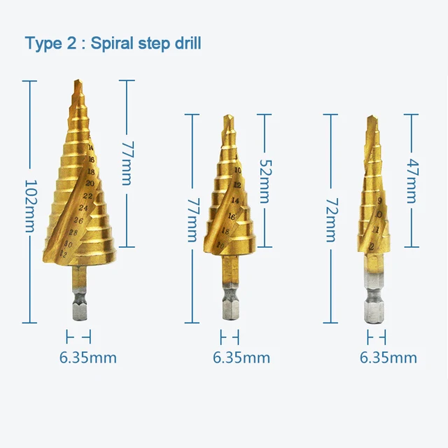 HSS Titanium-Coated Spiral Groove Step Drill Bit Or Straight Grooved Drill Bits 3-12 4-12 4-20 4-32 For Wood Metal Hole Cutter 4