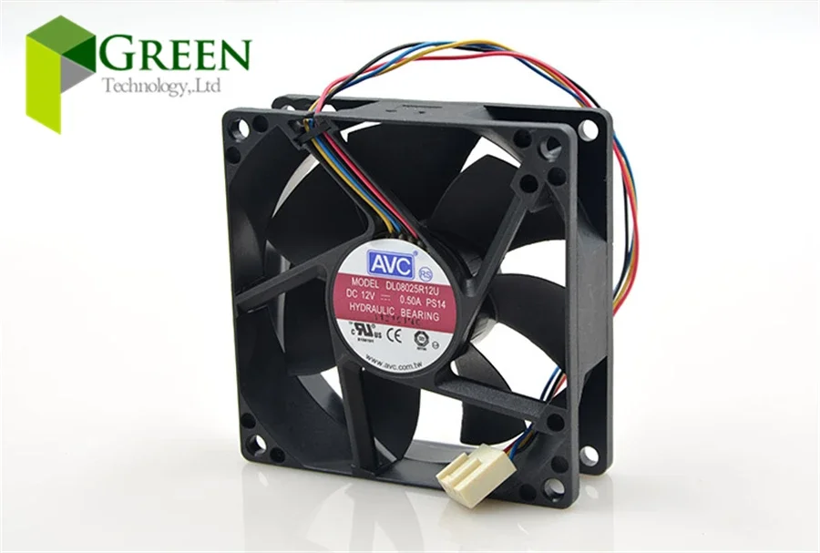 

5pcs The Original AVC DL08025R12U 8025 80MM 80*80*25MM Comptuter CPU Case Cooling fan 12V 0.5A with 4pin pwm