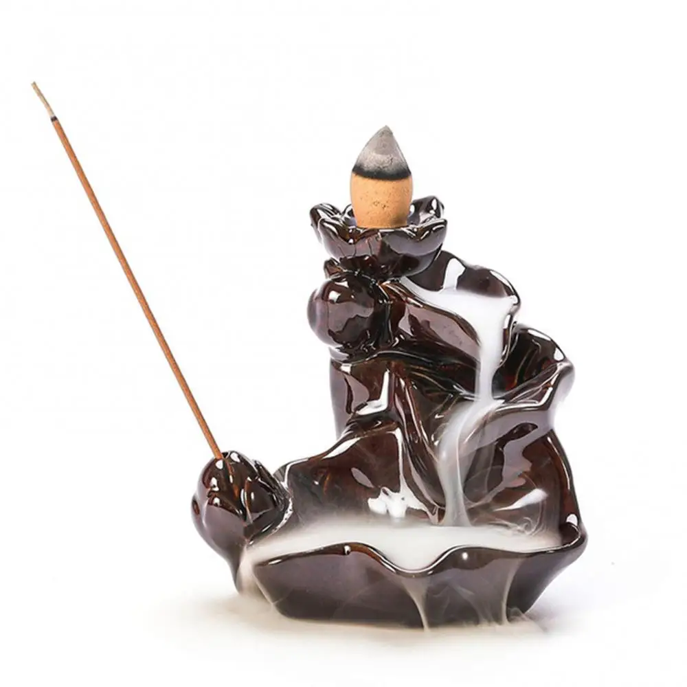 Bruciatore Per Incenso A Cono Valink – Bruciatore Incenso A Flusso Dietro, Design Monaco Buddha In Ceramica, Per Coni E Bastoncini, Decorazione Casa Decorazione Casa E Ufficio Rilassante