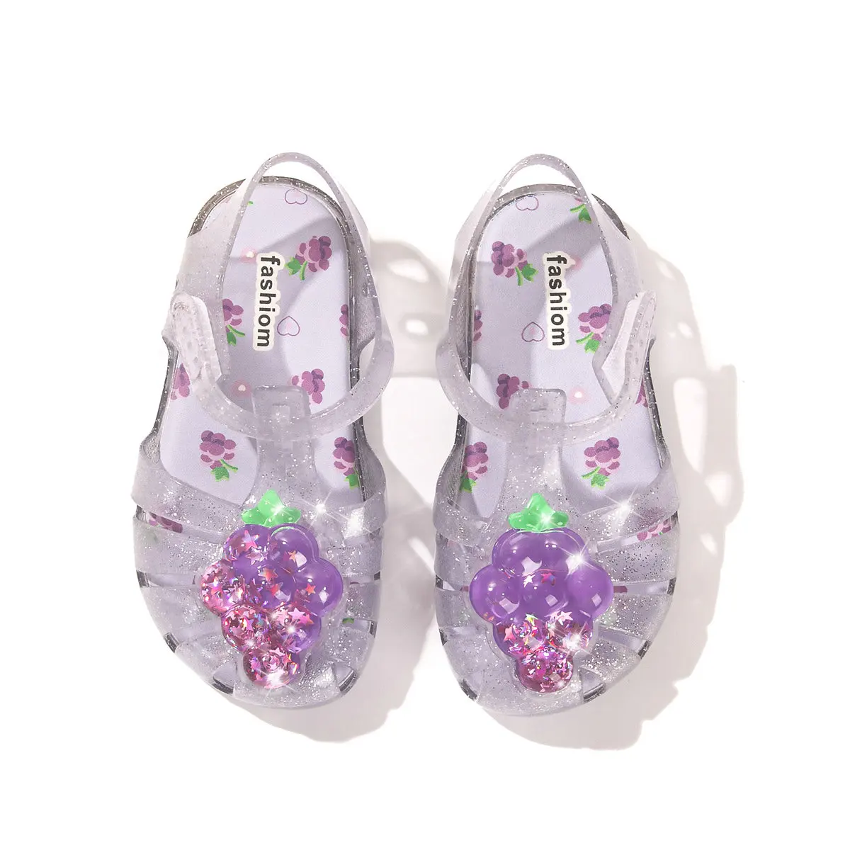 Children's Jelly Shoes Summer Girls Princess Sandals Crystal Shoes Fruit Soft Sole Roman Style Sandals Baby Girl