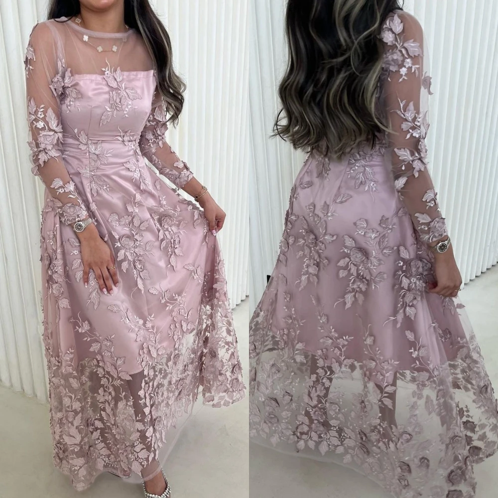 

Prom Dresses Fashion Elegant Jewel A-line Applique Tulle Formal Occasion Gown vestido noite vestido feminino elegante lehenga