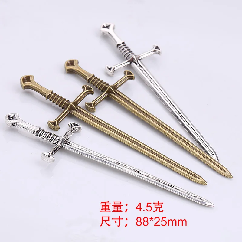 20 Segnalibri A Forma Di Spada In Metallo - Vintage, Per Collane, Portachiavi E Progetti Fai Da Te - Foto 2