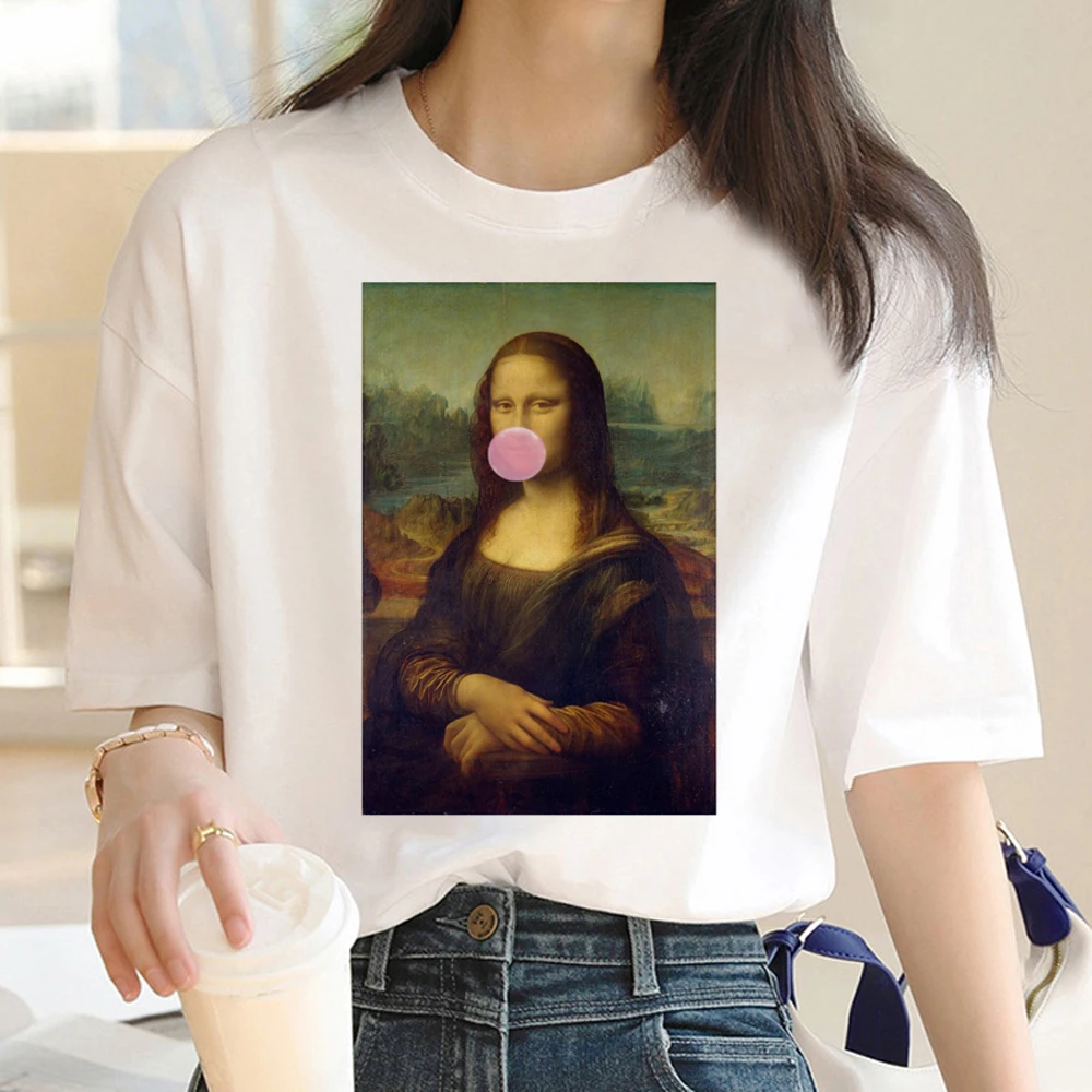 Mona Lisa T-Shirt Donna Comic Harajuku T-Shirt Ragazza Comic Abbigliamento