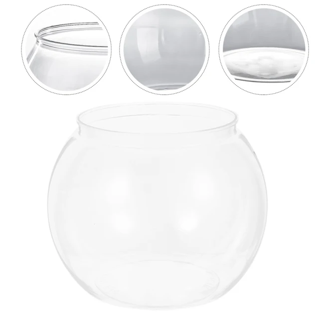 Vaso In Vetro Con Base Legno Per Pesci O Piante - Mini Acquario Da Tavolo Decorativo