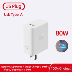 100W SuperVOOC Travel Charger Adapter with USB Type A - High - Speed Charging Power Adapter - 80w US charger (Only charger)