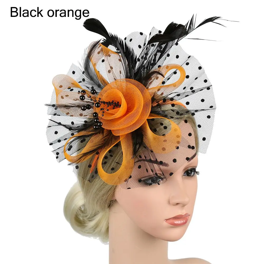 Elegant Mesh Flower Fascinator with Feather Accent for Weddings and Tea Parties