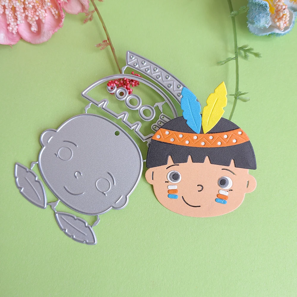 아름다운 인도 인형 머리 절단 죽을 DIY 스크랩북, 양각 카드, 사진 앨범 장..