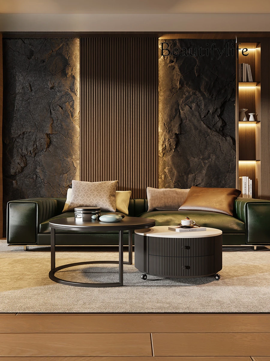 

French round Stone Plate Coffee Table Minimalist Home Small Apartment round Table
