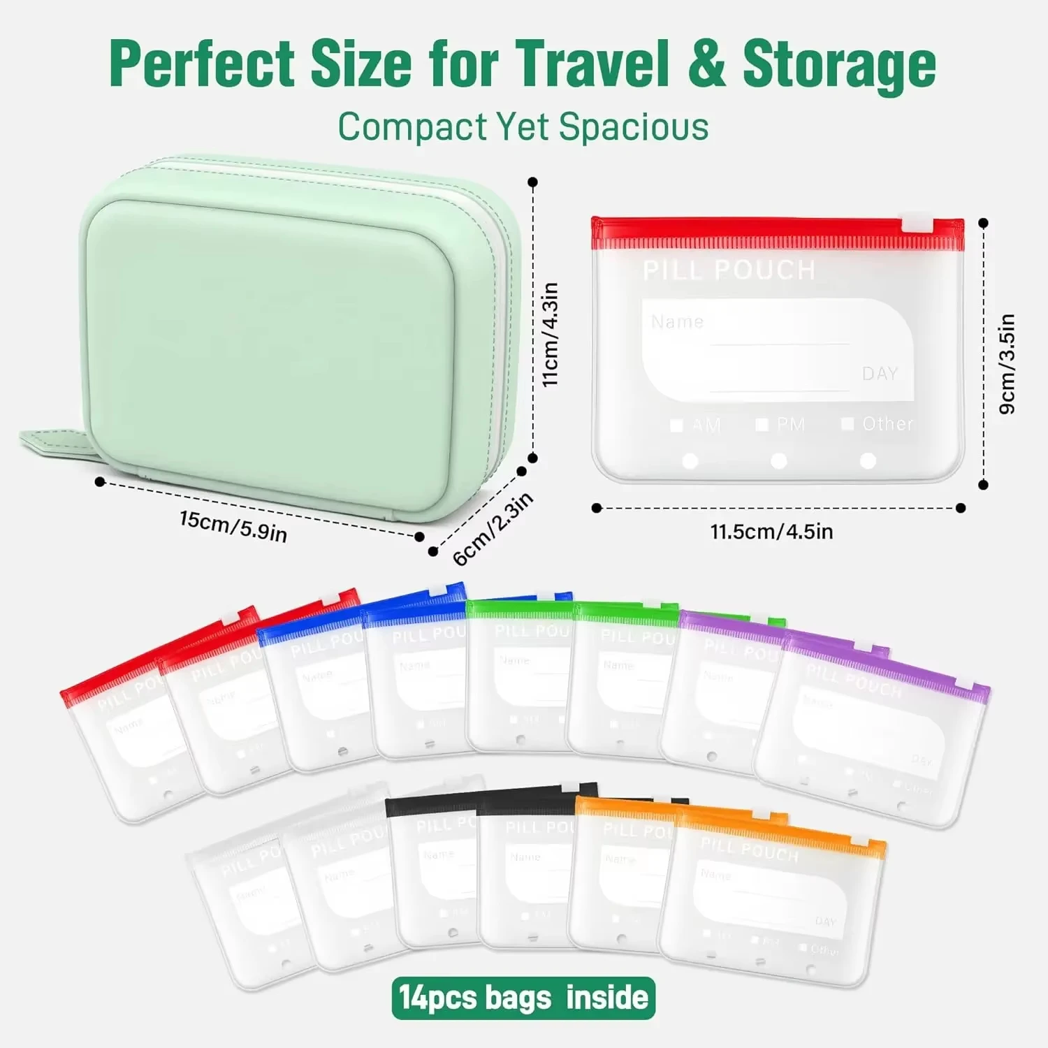 Waterproof Portable Pill Organizer Set with Color-Coded Pouches for Medicine and Jewelry Storage
