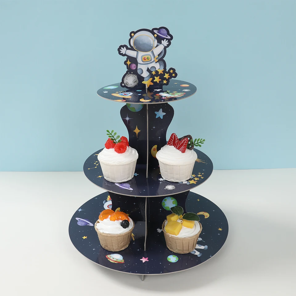 宇宙宇宙飛行士ケーキスタンド宇宙飛行士テーマ誕生日パーティーの装飾