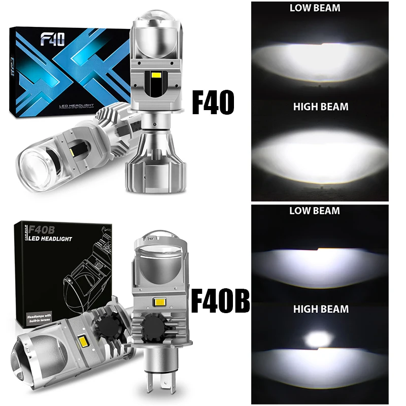 F40/F40B LED H4 Mini Lenses H4 Bi-led Projector 100W 12000LM Headlight Lens  9003 HB2 6000K LED Lamp For Car Motorcycle Retrofit