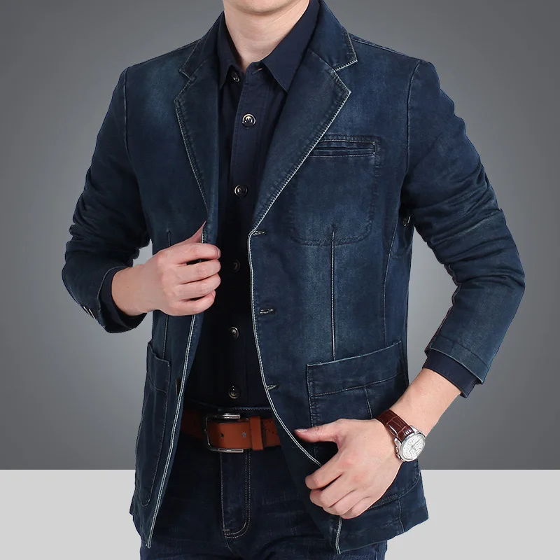 Spring and Autumn New Denim Suit Men Casual Loose Large Size Youth Denim Suit Jacket Fashion classic style,mens blazer