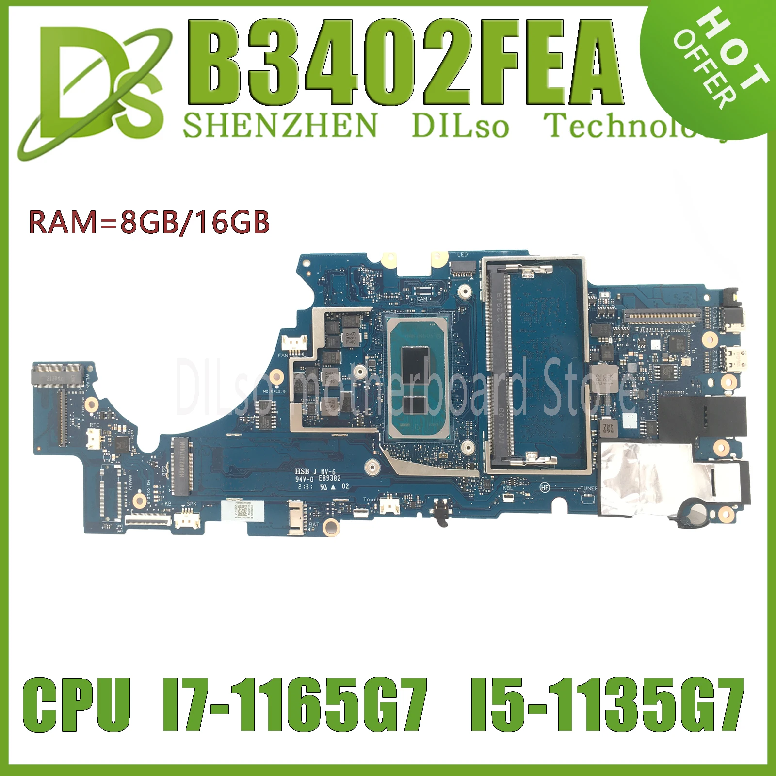 Scheda Madre Per Laptop Kefu B3402Fea Per Asus Expertbook B3 Flip B3402 Scheda Madre 11Th Gen I5-1135G7 I7-1165G7 8G/16Gb-Ram 100% Test