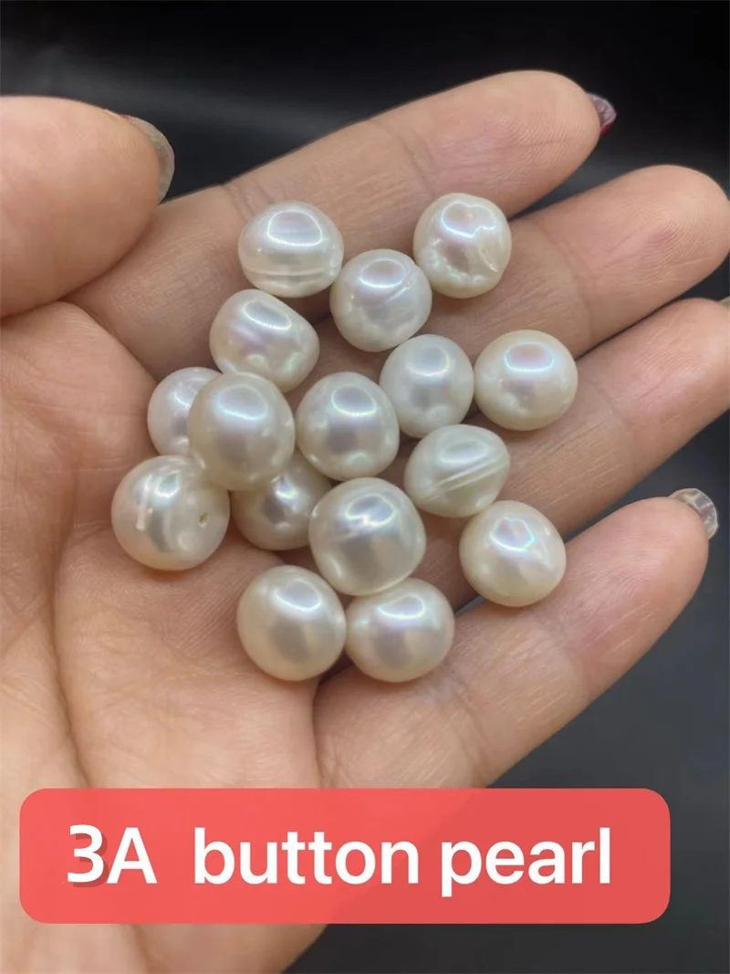 3A 4A 2.5-14mm Natural Pearl Bread Half Hole Round Button Pearls Freshwater Beads for Jewelry Making DIY Earrings Accessories beads charms pearl beads bead jewelry making