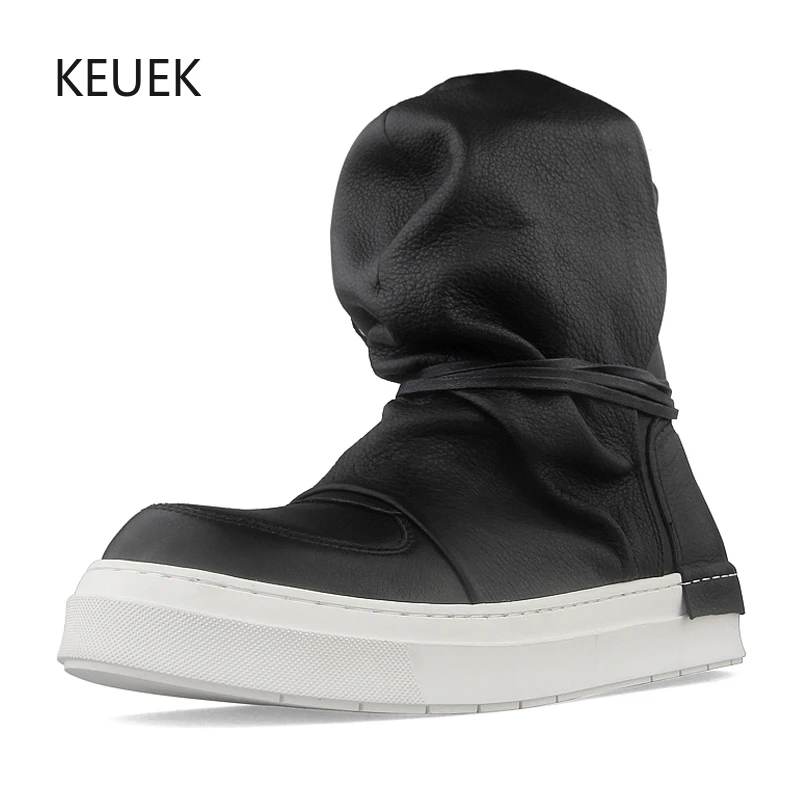 

New Design Shoes Genuine Leather Work Fashion Boots Men High Top Thick Sole Chelsea Outdoor Sneakers Male Ankle Boots 5A