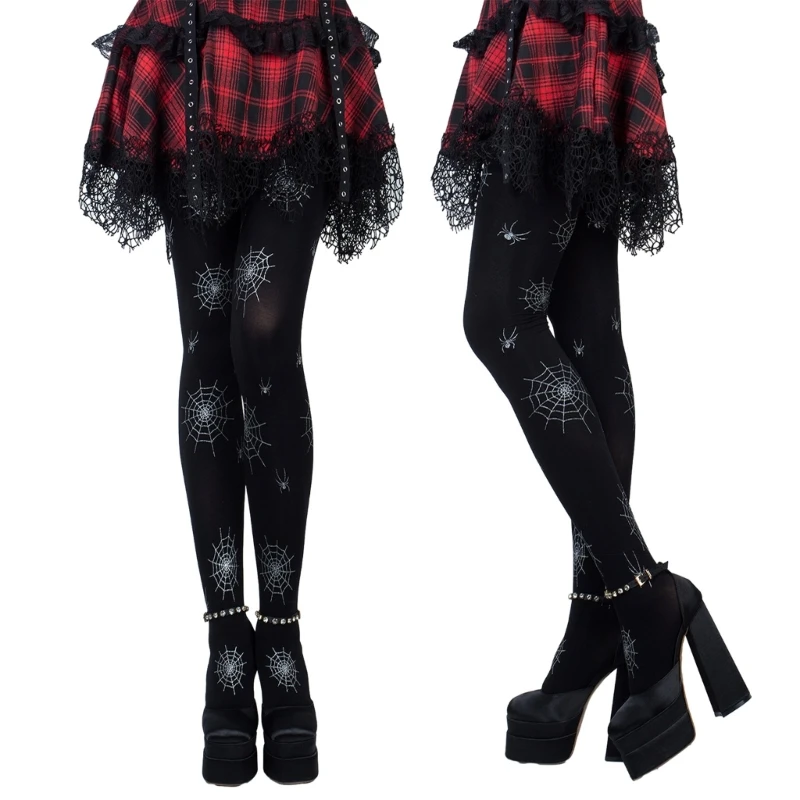 

Women Tights Patterned Pantyhose Stocking Spiders Web Print Tights Pantyhose 37JB