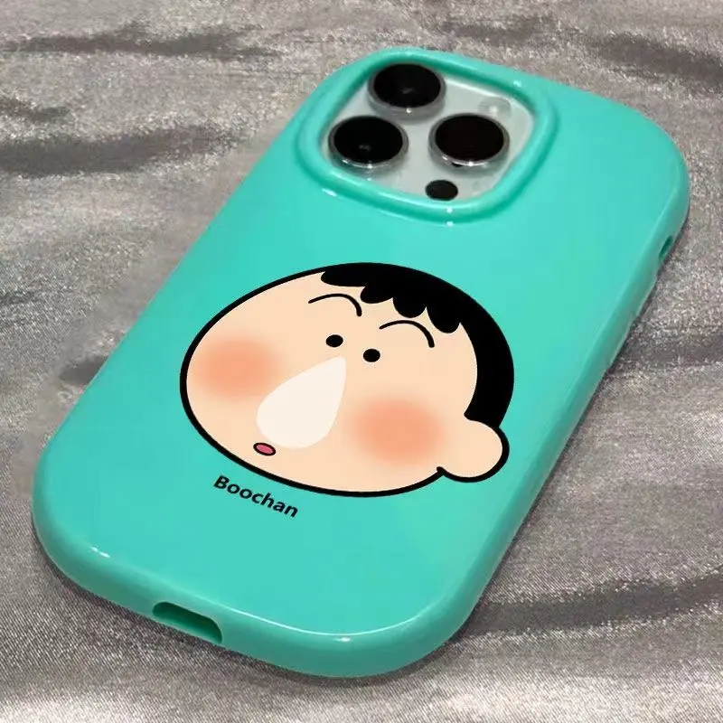 Crayon Shin-Chan Boochan iPhone15 funda de teléfono de dibujos animados de Anime Kawaii, 11, 12, 13, 14pro Max Plus, prevención de caídas, regalos para niñas
